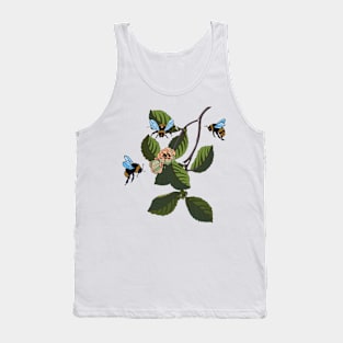 Botanical illustration of plants and bumblebees Tank Top